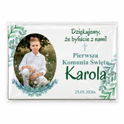 Magnes komunia ze zdjęciem chłopiec podziękowanie