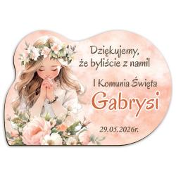 Magnes komunia dziewczynka podziękowanie dla gości
