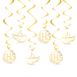 Świderki Komunia Święta IHS biało-złote 6 szt.