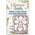 Brelok krzyż z grawerem Komunia Święta podziękowanie dla gości zawieszka religijna IHS zestaw bilecik gotowy prezent