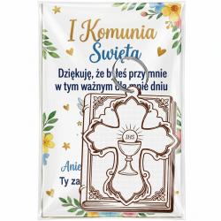 Brelok krzyż z grawerem Komunia Święta...