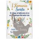 Brelok gołąbek srebrne lustro z grawerem Duch Święty Komunia Święta podziękowanie dla gości zestaw gotowy prezent