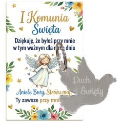 Brelok gołąbek srebrne lustro z grawerem Duch...