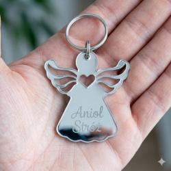 Brelok Anioł Stróż Srebrny Grawer Prezent na...