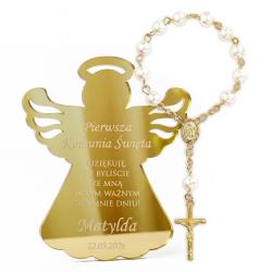 Zestaw Komunia Święta magnes aniołek złote...