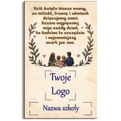 Bilecik z dedykacją o rodzinie logo szkoły...