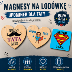 Drewniany magnes serce Super Tata prezent na...