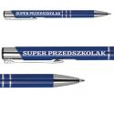Długopis z grawerem SUPER PRZEDSZKOLAK niebieski prezent na pasowanie do przedszkola dla chłopca upominek
