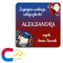 Magnes z nadrukiem na rozpoczęcie roku szkolnego prezent dla ucznia uczennicy z imieniem pamiątka szkolna do szkoły