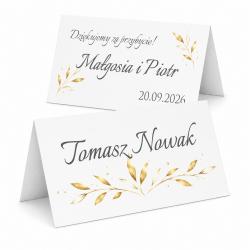 Winietki Ślubne Złote Liście z Nadrukiem...