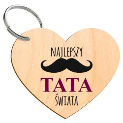 Drewniany brelok z nadrukiem Najlepszy Tata...