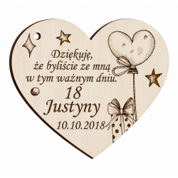 Podziękowanie dla gości na 18 urodziny magnes...
