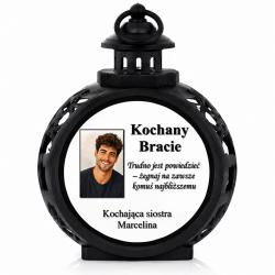 Czarna latarenka znicz z nadrukiem i zdjęciem...