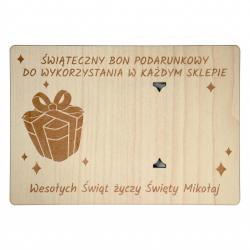 Drewniany bon podarunkowy na pieniądze prezent...
