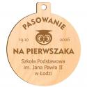 Medal z grawerem Pasowanie na Pierwszaka prezent dla ucznia pierwszoklasisty pamiątka szkolna z nazwą szkoły