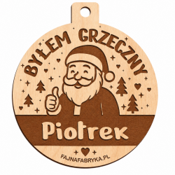 Drewniany medal świąteczny Byłem grzeczny z...