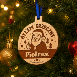 Drewniany medal świąteczny Byłem grzeczny z...