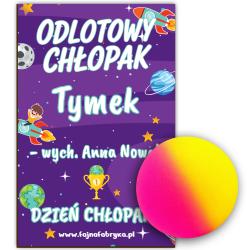 Bilecik na Dzień Chłopaka z imieniem i piłeczką...