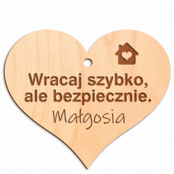 Drewniana zawieszka serce do auta z imieniem...