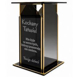 Znicz GLASS LUSTRO 24 cm czarny z grawerem dla...