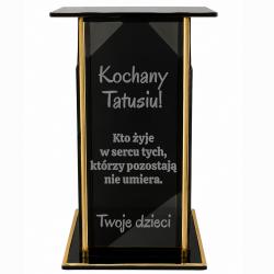 Znicz GLASS LUSTRO 24 cm czarny z grawerem dla...