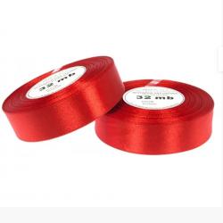 Wstążka satynowa czerwona 25 mm 32 mb rolka...