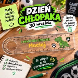 Linijka z lupą z imieniem Dzień Chłopaka...