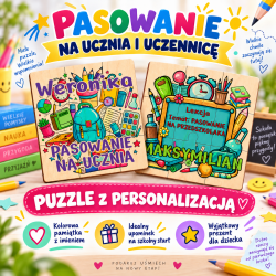 Puzzle z nadrukiem pasowanie na ucznia...