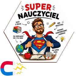 Magnes z nadrukiem Super Nauczyciel – prezent...