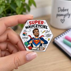 Magnes z nadrukiem Super Nauczyciel – prezent...