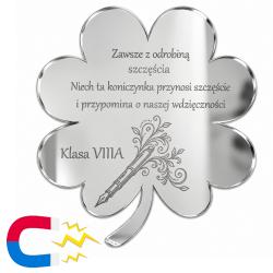 Magnes koniczyna ze srebrnego lustra z grawerem...
