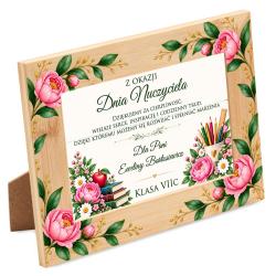 Drewniana ramka pozioma z nadrukiem na Dzień...