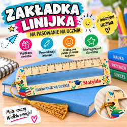 Zakładka linijka z imieniem na pasowanie na...