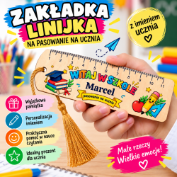 Zakładka linijka z imieniem na pasowanie na...
