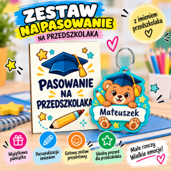 Bilecik z brelokiem z imieniem na pasowanie –...