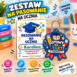 Bilecik z brelokiem na pasowanie – uczeń,...