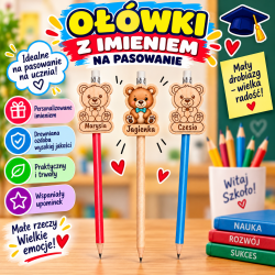 Ołówek z Imieniem i Drewnianym Misiem dla...