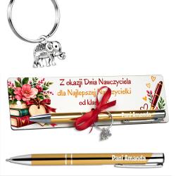 Tabliczka z długopisem i brelokiem dla...
