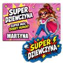 Bilecik na Dzień Dziewczynek z imieniem i brelokiem Super Dziewczyna – personalizowany prezent dla dziewczynki
