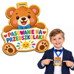 Medal na pasowanie na przedszkolaka z misiem –...