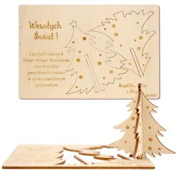 Kartka z życzeniami i logo - drewno 2