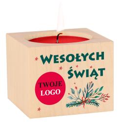 Świecznik z logo - prezent na Mikołajki