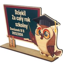 Statuetka sowa z dedykacją prezent na koniec...