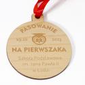 Medal z grawerem Pasowanie na Pierwszaka prezent dla ucznia pierwszoklasisty pamiątka szkolna z nazwą szkoły