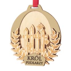 Złoty drewniany medal łowiecki król pudlarzy...