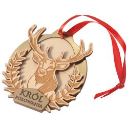 Złoty drewniany medal łowiecki król polowania...