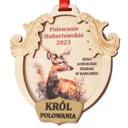 Drewniany medal myśliwski dla króla polowania z...