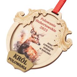 Drewniany medal myśliwski dla króla polowania z...