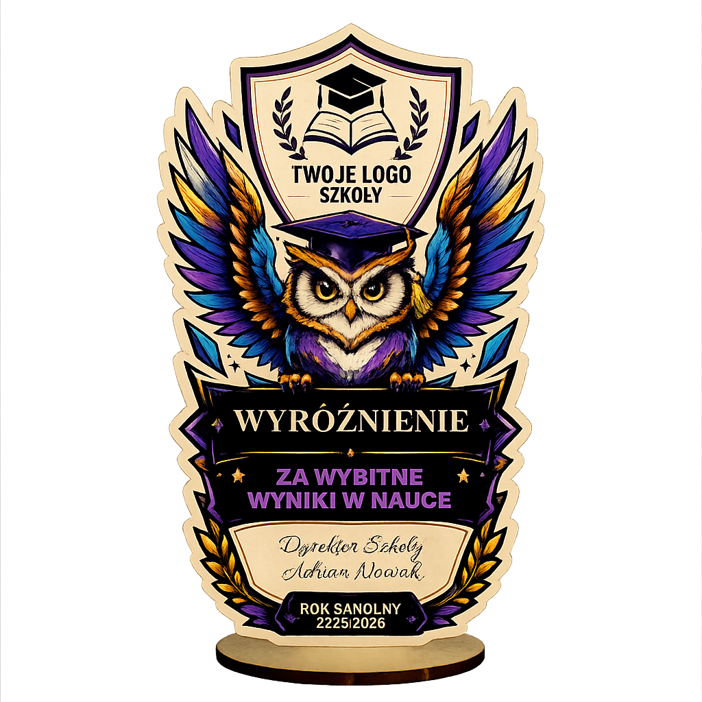 Z logo szkoły i wyróżnienia dla uczniów